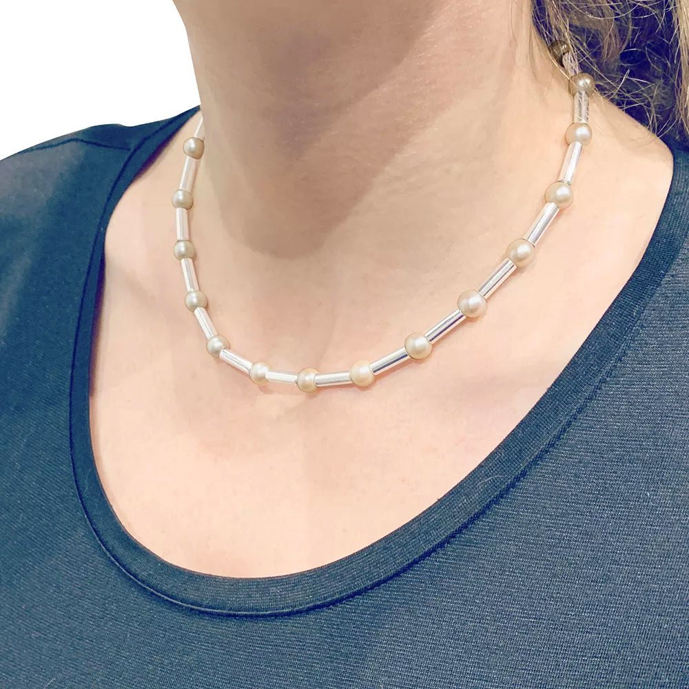Collier Poiray, "Fuseau", or blanc, perles - Castafiore