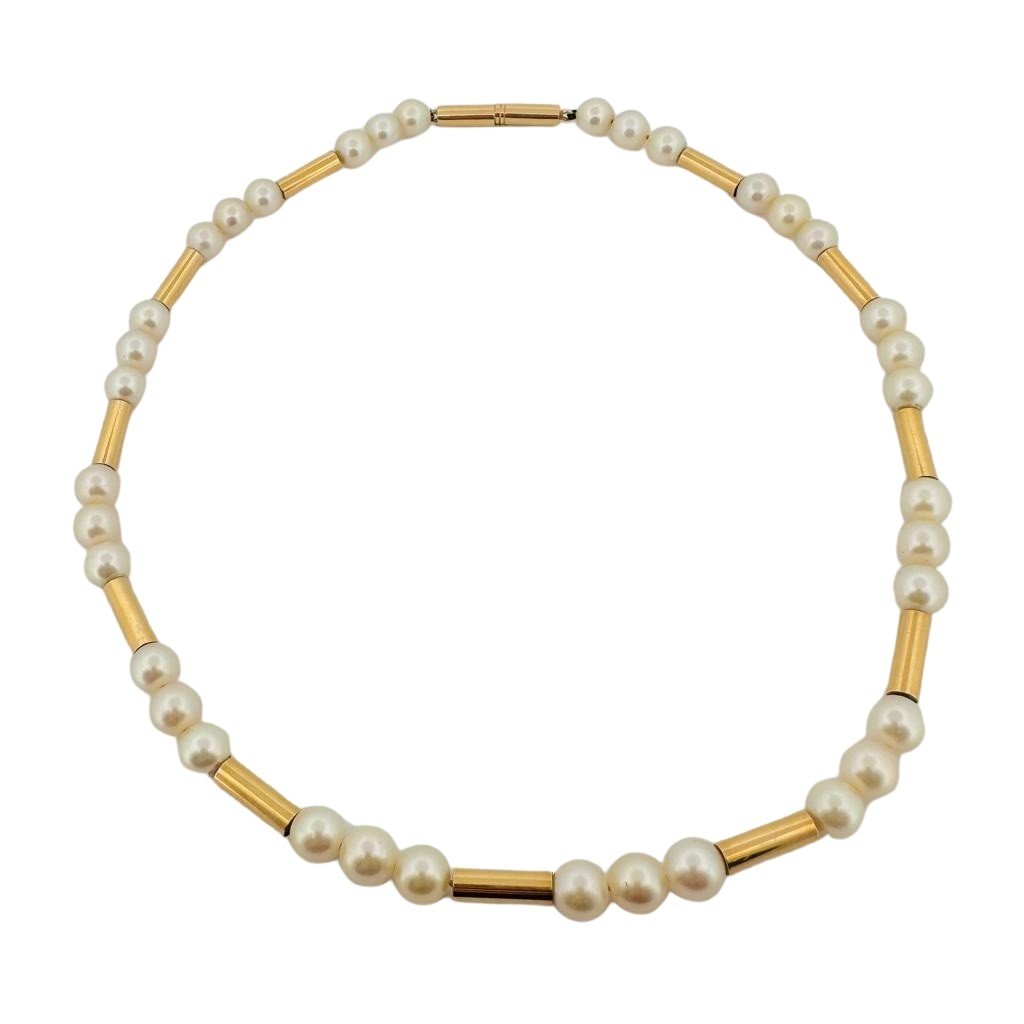 Collier POIRAY ''Roseau" en or jaune et perles - Castafiore