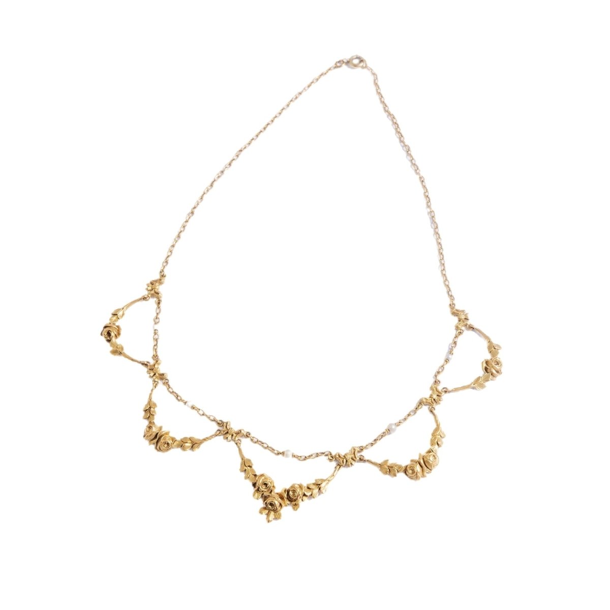 Collier Ras de cou en or jaune et perles - Castafiore