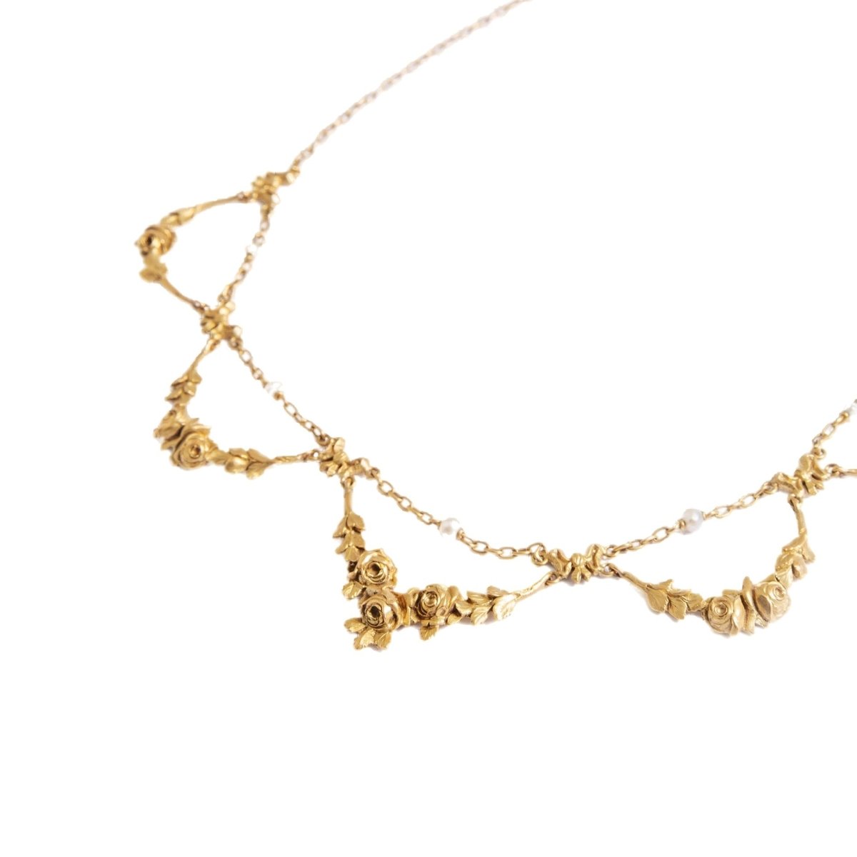 Collier Ras de cou en or jaune et perles - Castafiore