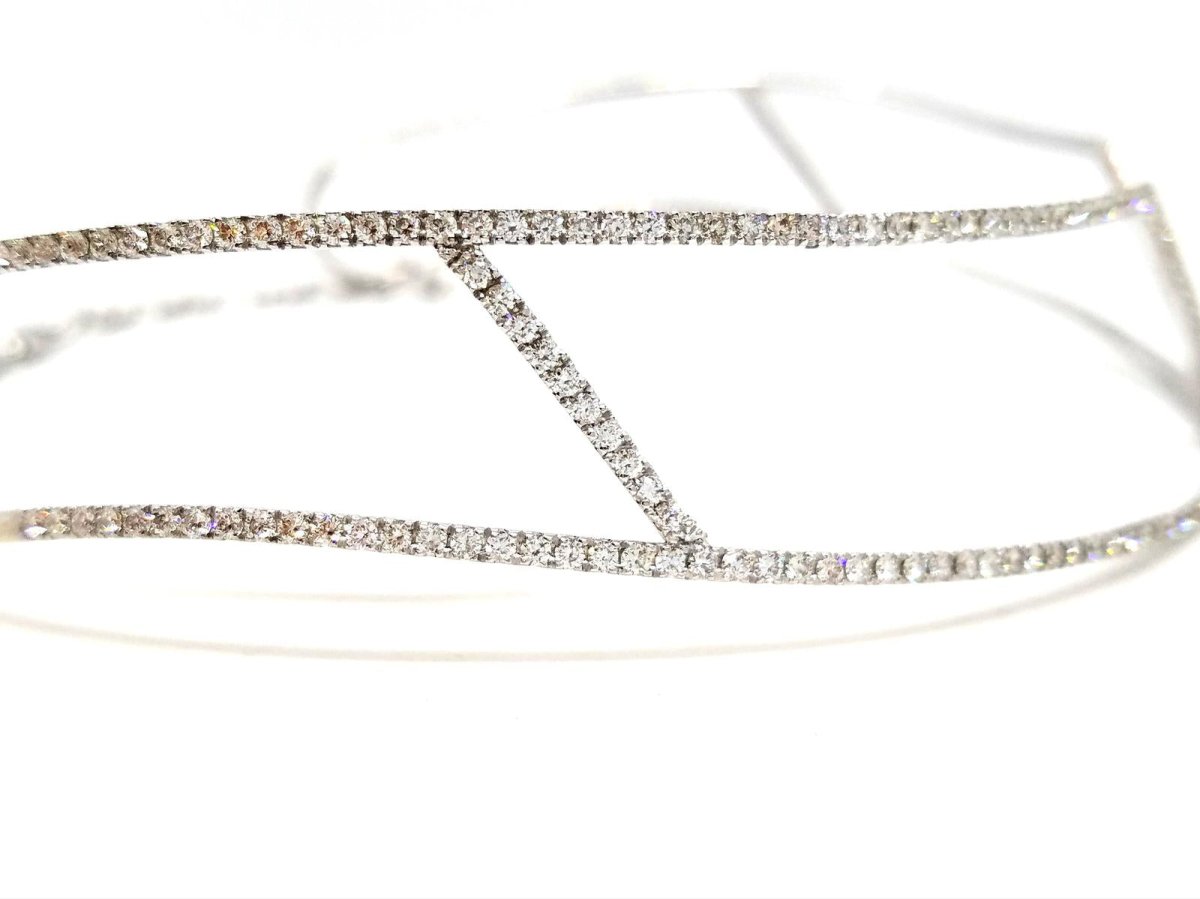 Collier Ras de cou graphique en or blanc et diamants - Castafiore