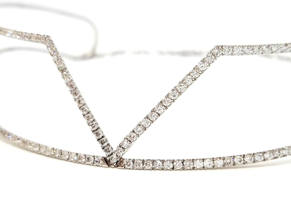 Collier Ras de cou graphique en or blanc et diamants - Castafiore