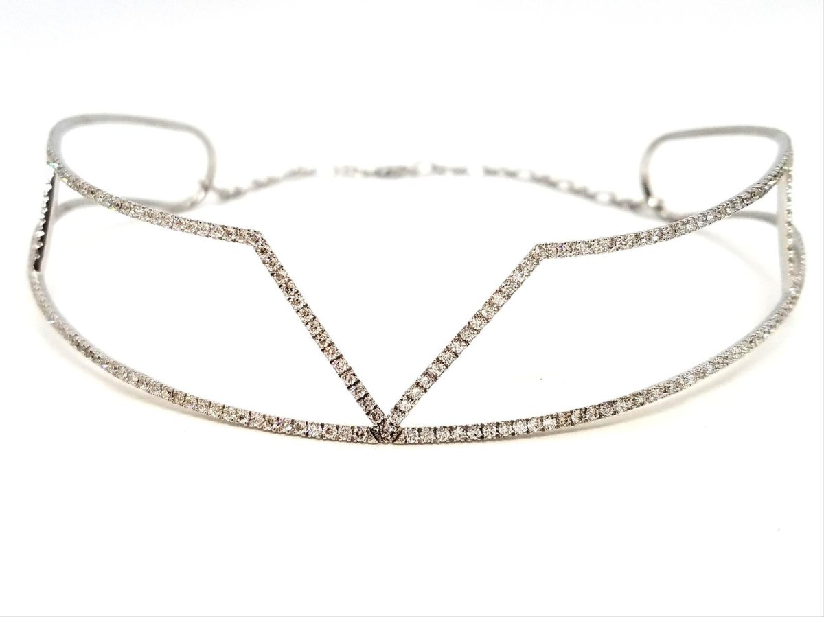 Collier Ras de cou graphique en or blanc et diamants - Castafiore