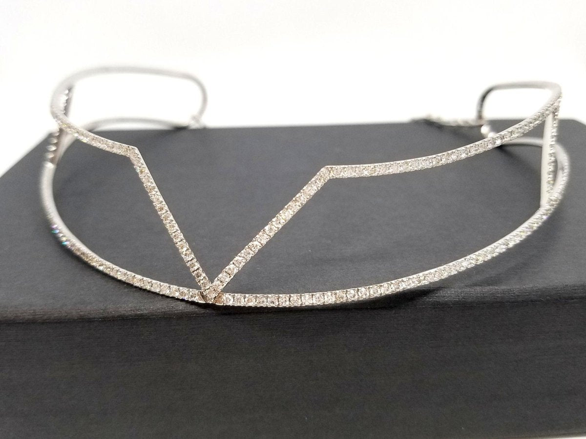 Collier Ras de cou graphique en or blanc et diamants - Castafiore