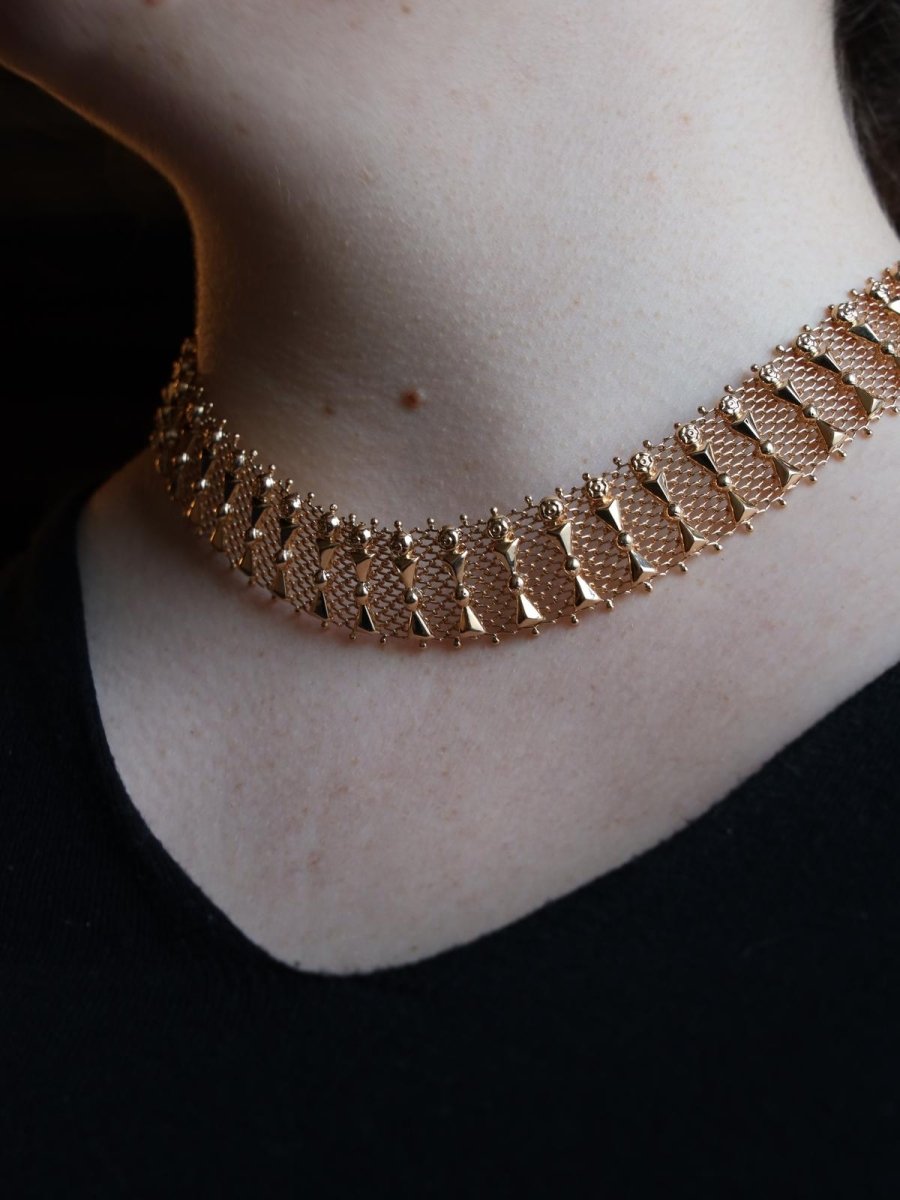 Collier Ras de cou imposant en or jaune - Castafiore