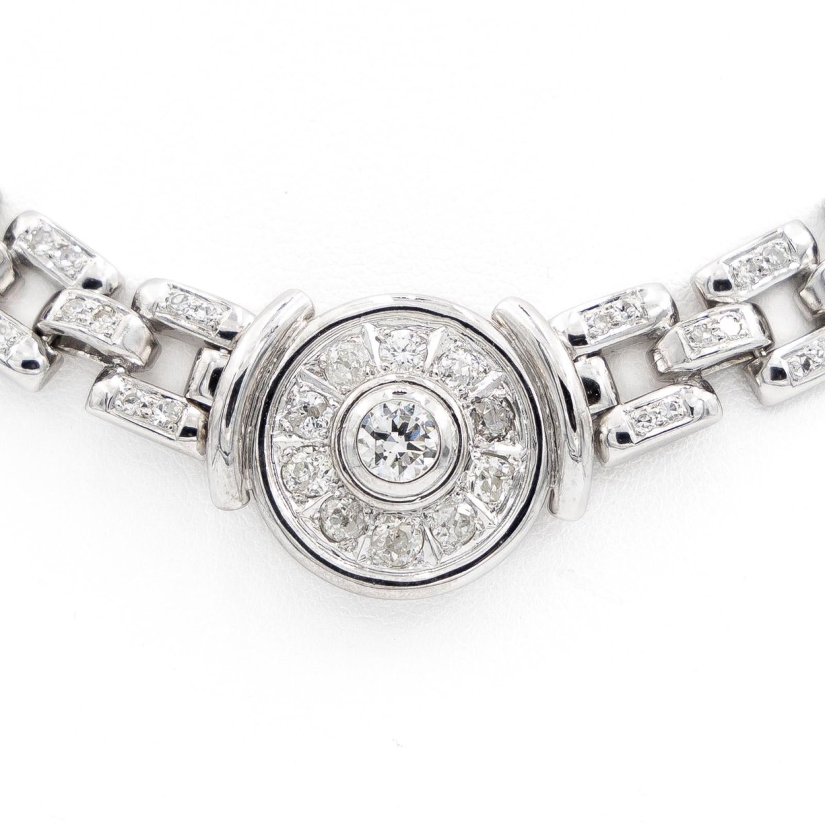 Collier Ras de cou maille or blanc et diamants - Castafiore