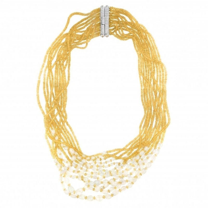 Collier Repossi or blanc saphirs jaunes diamants - Castafiore