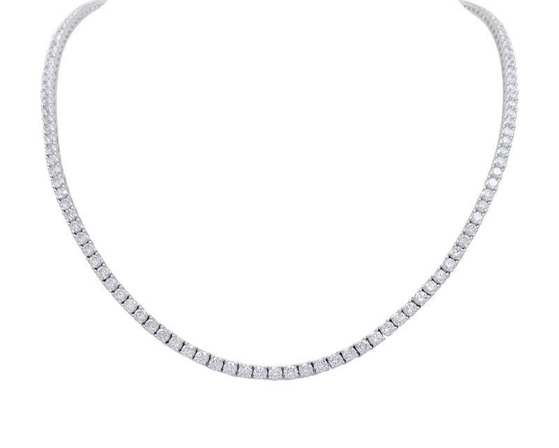 Collier rivière or blanc, diamants. - Castafiore