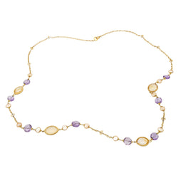 Collier Sautoir en or jaune, améthystes et citrines - Castafiore