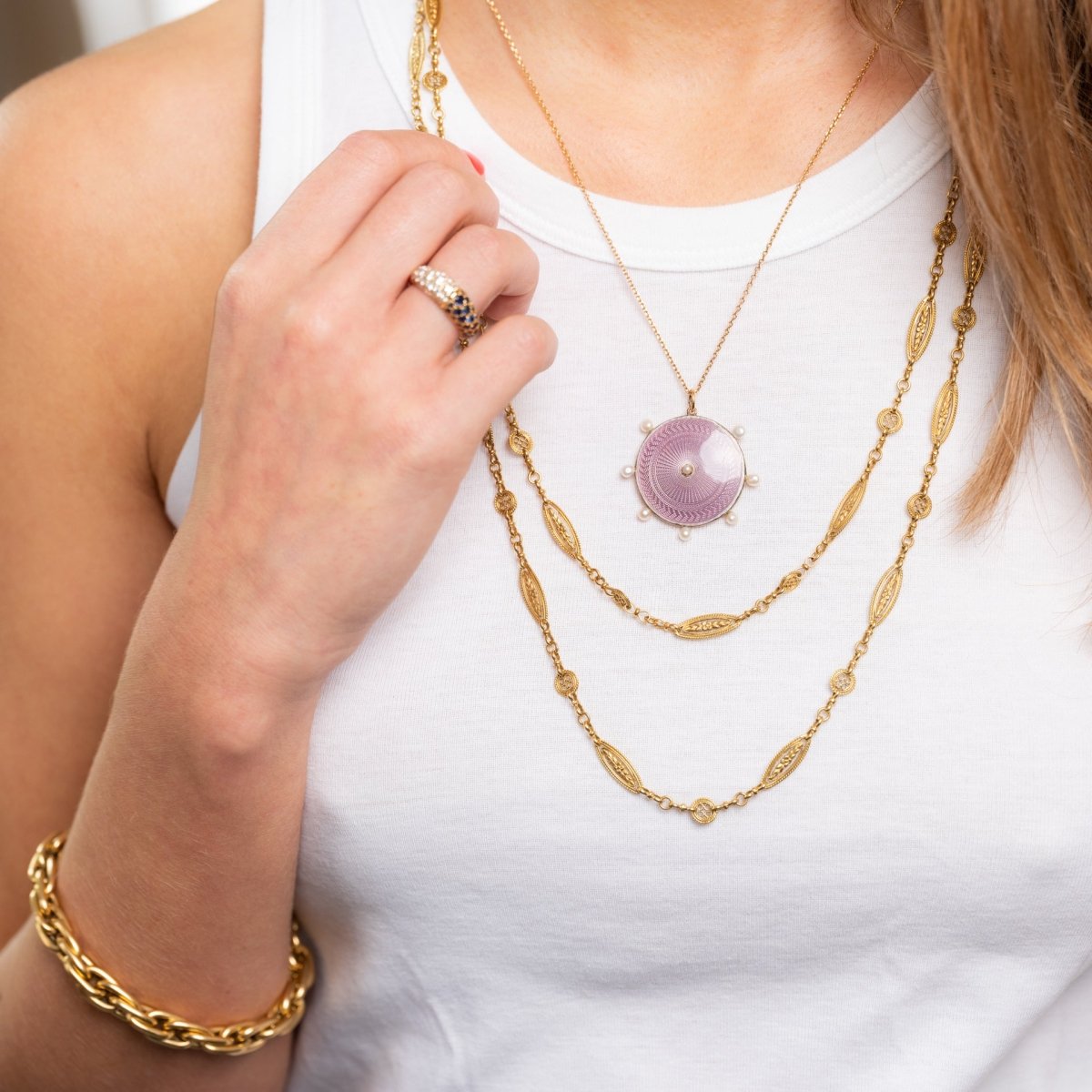 Collier Sautoir en or jaune filigrané - Castafiore