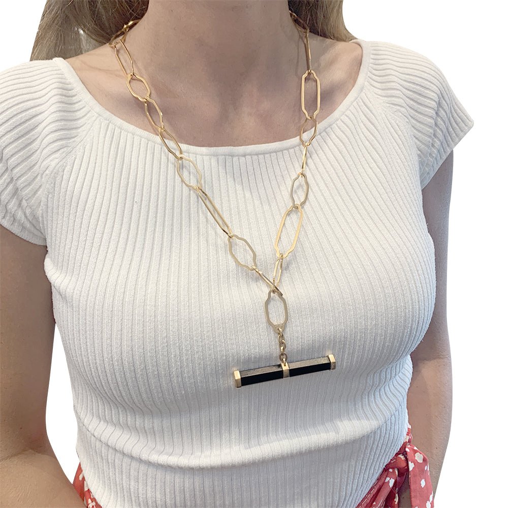 Collier Sautoir POMELLATO "Victoria" en or rose et jais - Castafiore