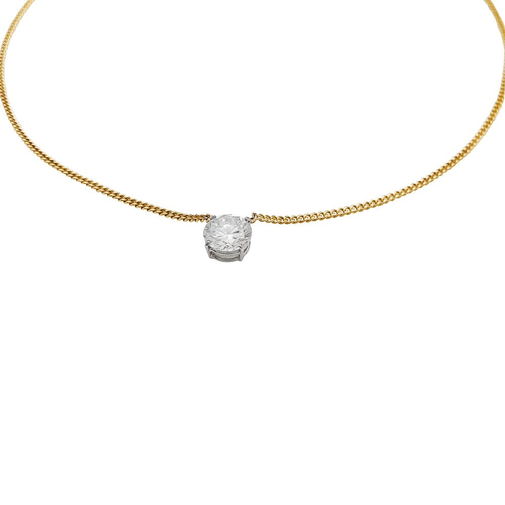 Collier solitaire deux ors et diamant - Castafiore