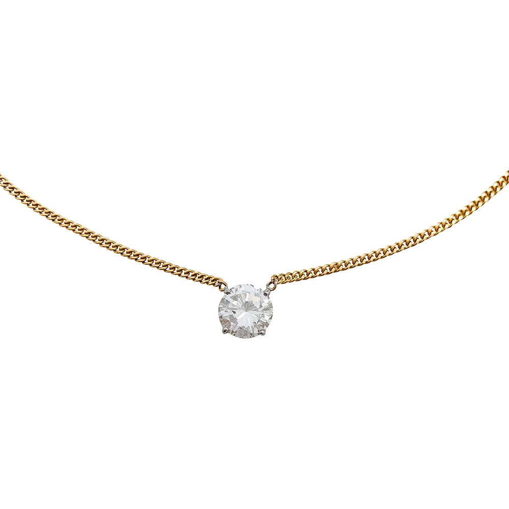 Collier solitaire deux ors et diamant - Castafiore
