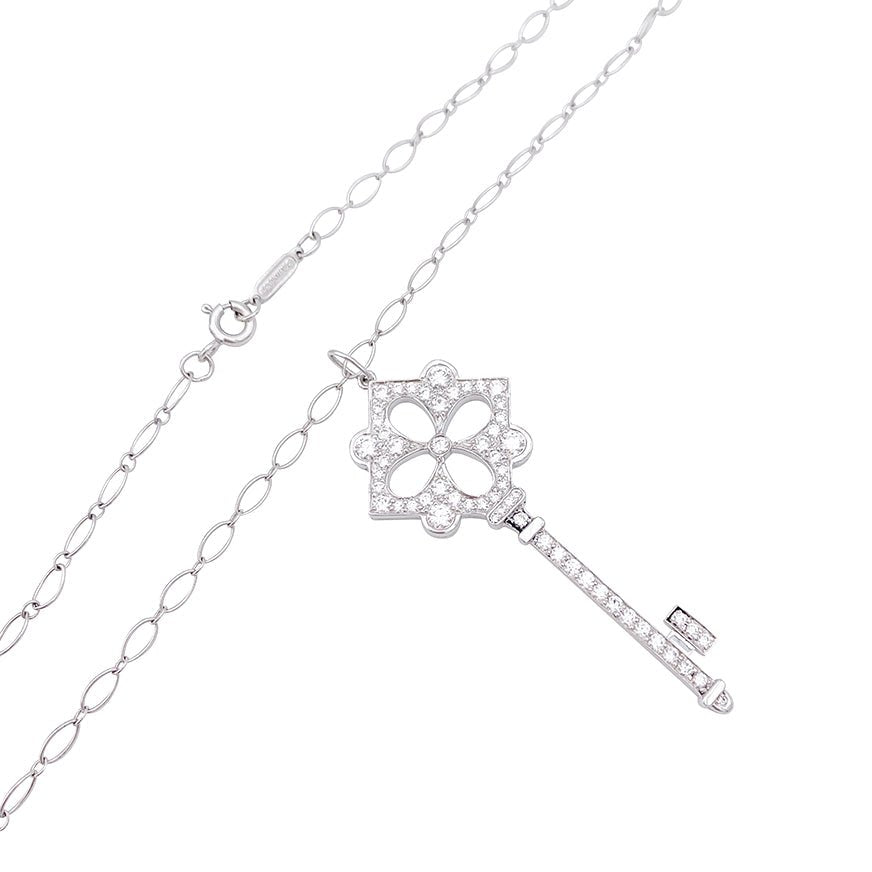 Collier Tiffany & Co "Clé" en platine, or blanc et diamants - Castafiore
