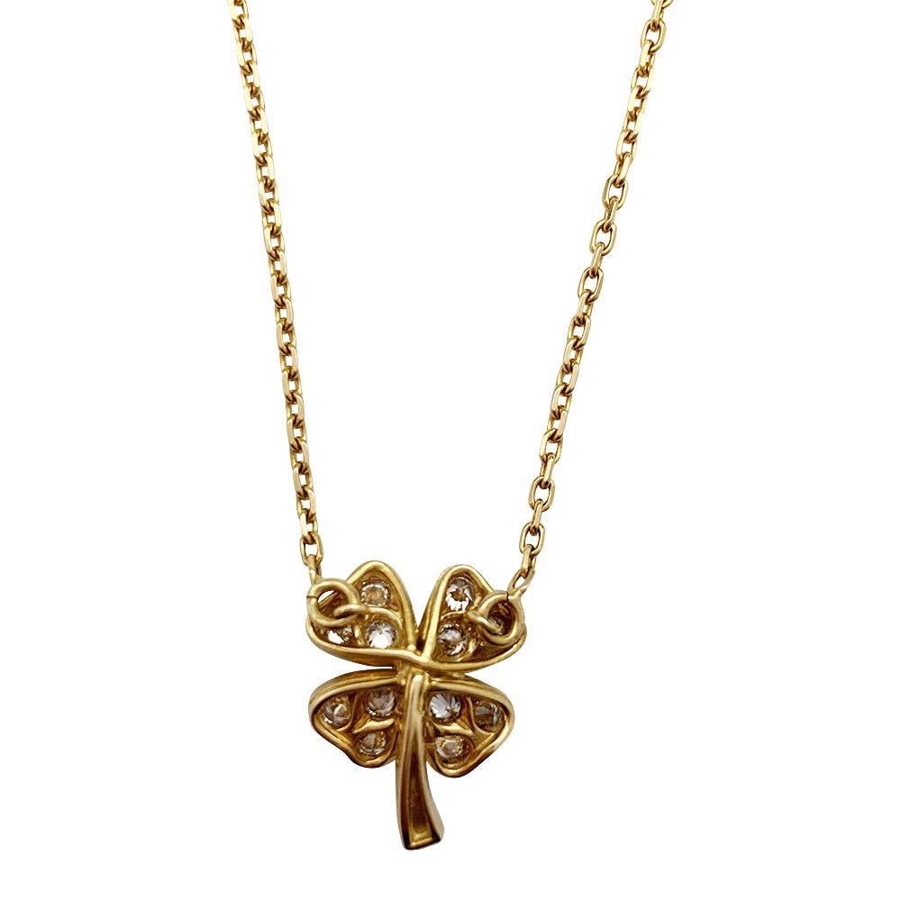 Collier trèfle en or jaune serti de brillants - Castafiore