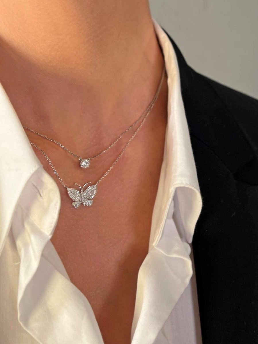 Collier VENDÔME papillon en or blanc et diamants - Castafiore