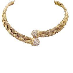 Collier vintage or jaune et diamants - Castafiore