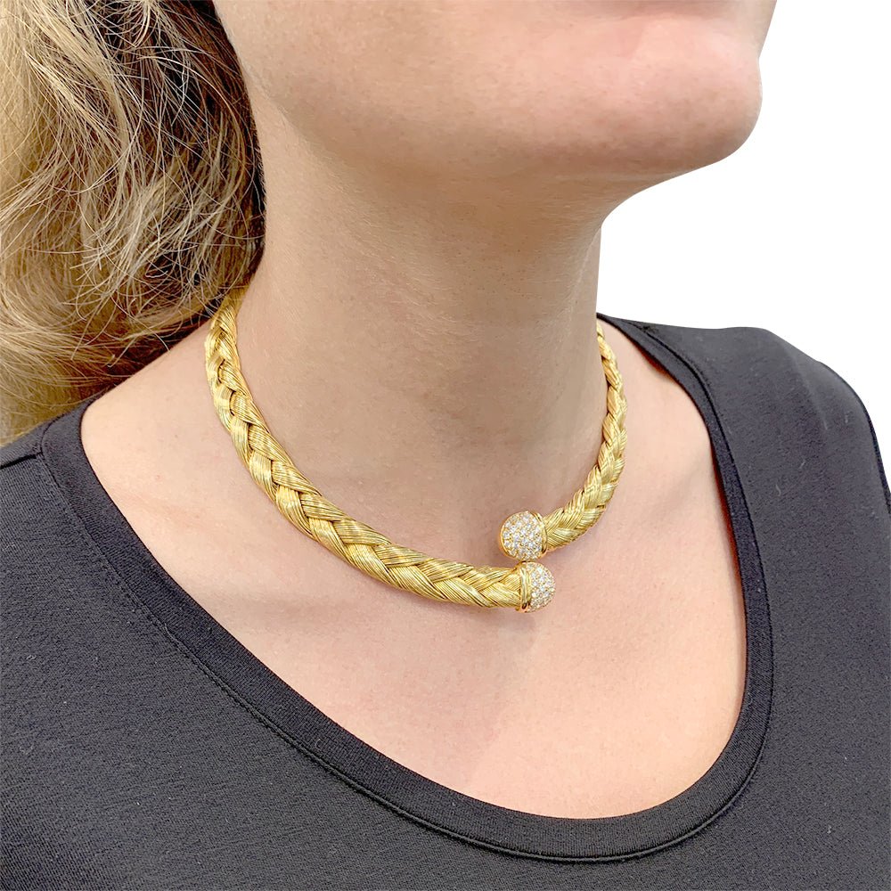 Collier vintage or jaune et diamants - Castafiore