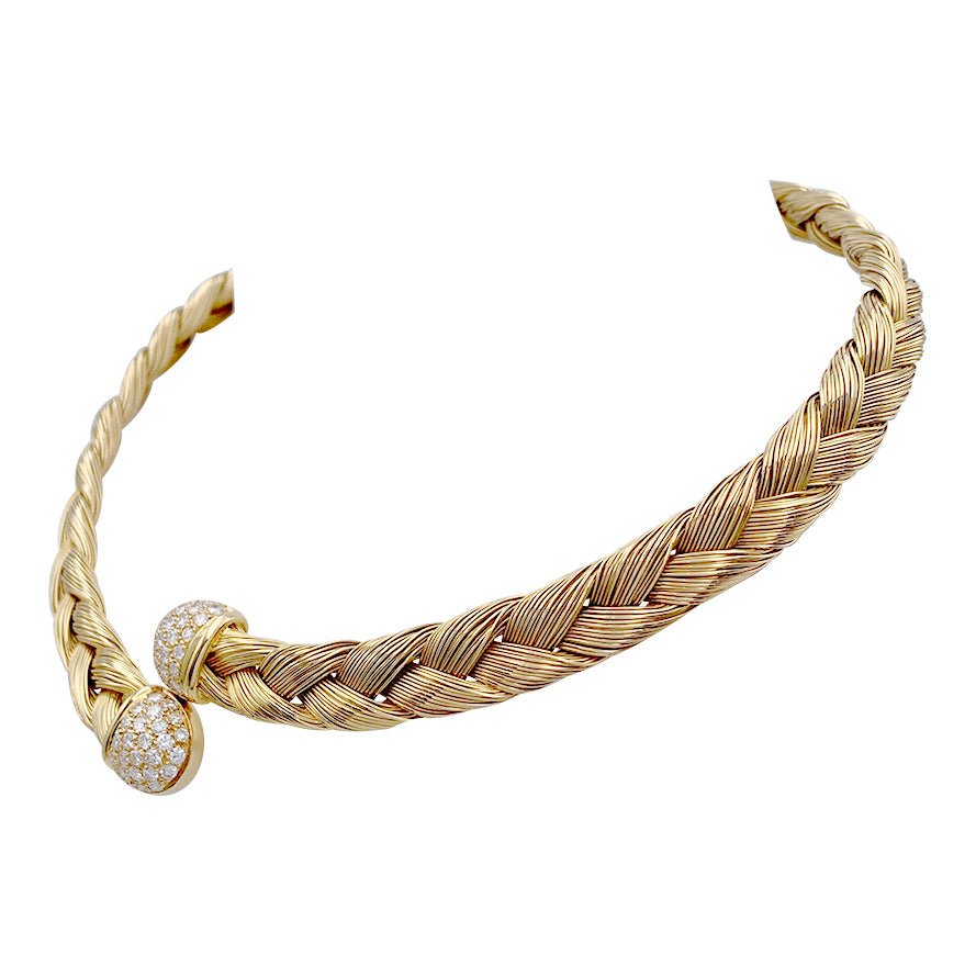 Collier vintage or jaune et diamants - Castafiore