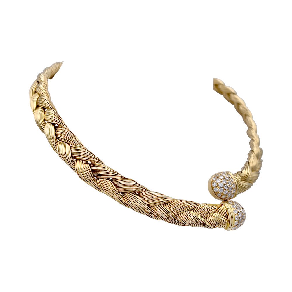 Collier vintage or jaune et diamants - Castafiore