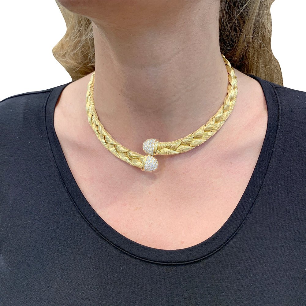 Collier vintage or jaune et diamants - Castafiore