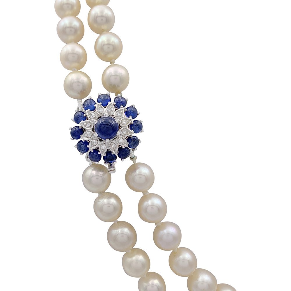 Collier vintage perles, saphirs et diamants. - Castafiore