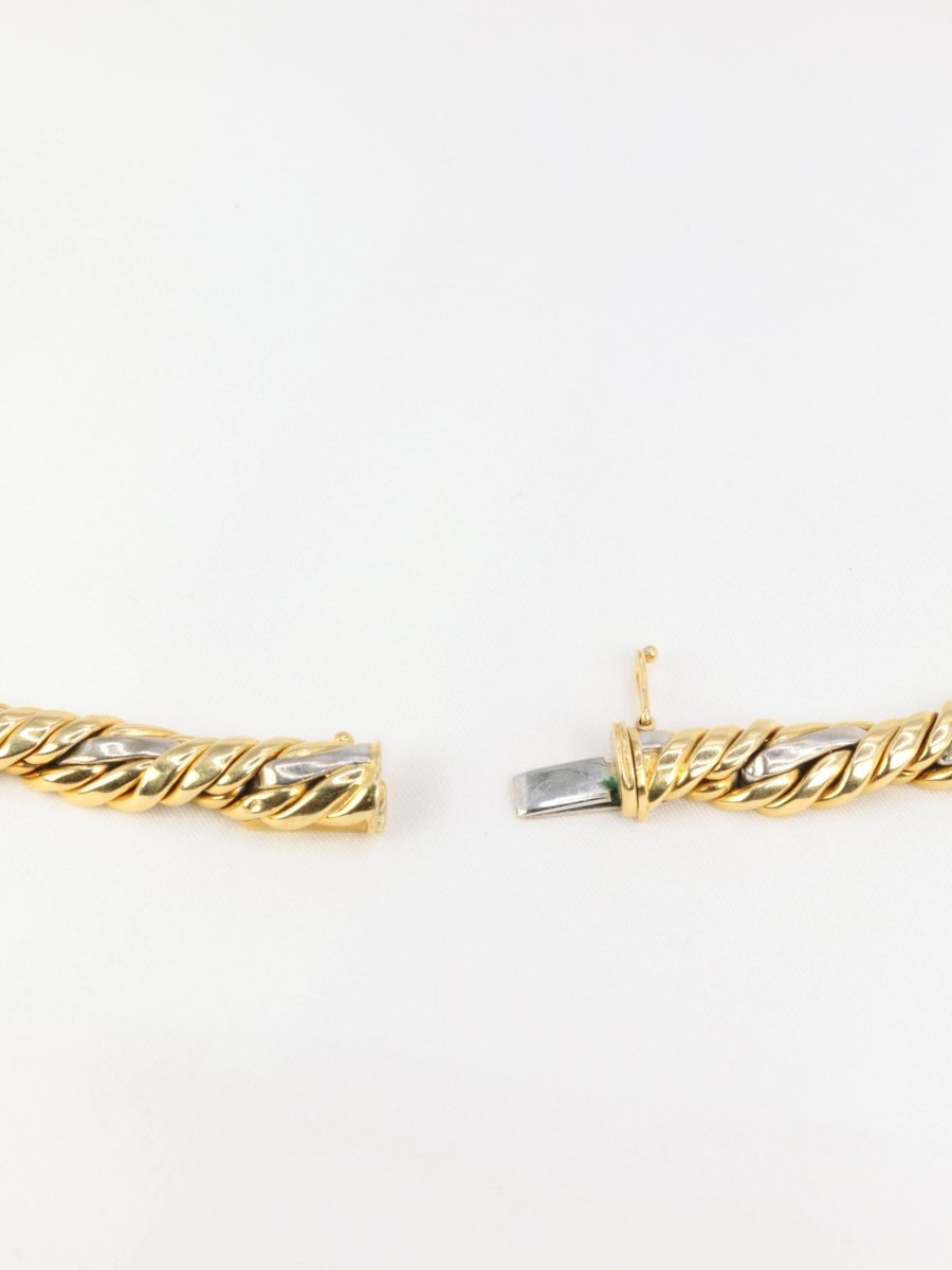 Collier vintage tressé en 2 tons d’or et diamants - Castafiore