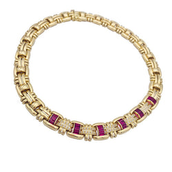 Collier Wempé en or jaune serti de rubis et de diamants - Castafiore
