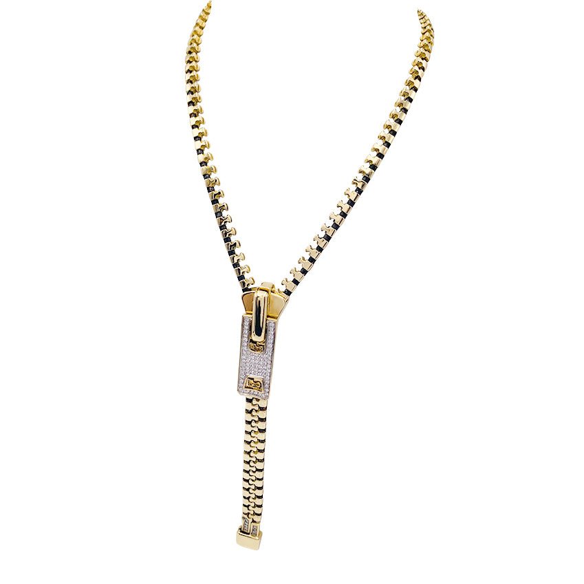 Collier ZIP en or jaune et diamants - Castafiore