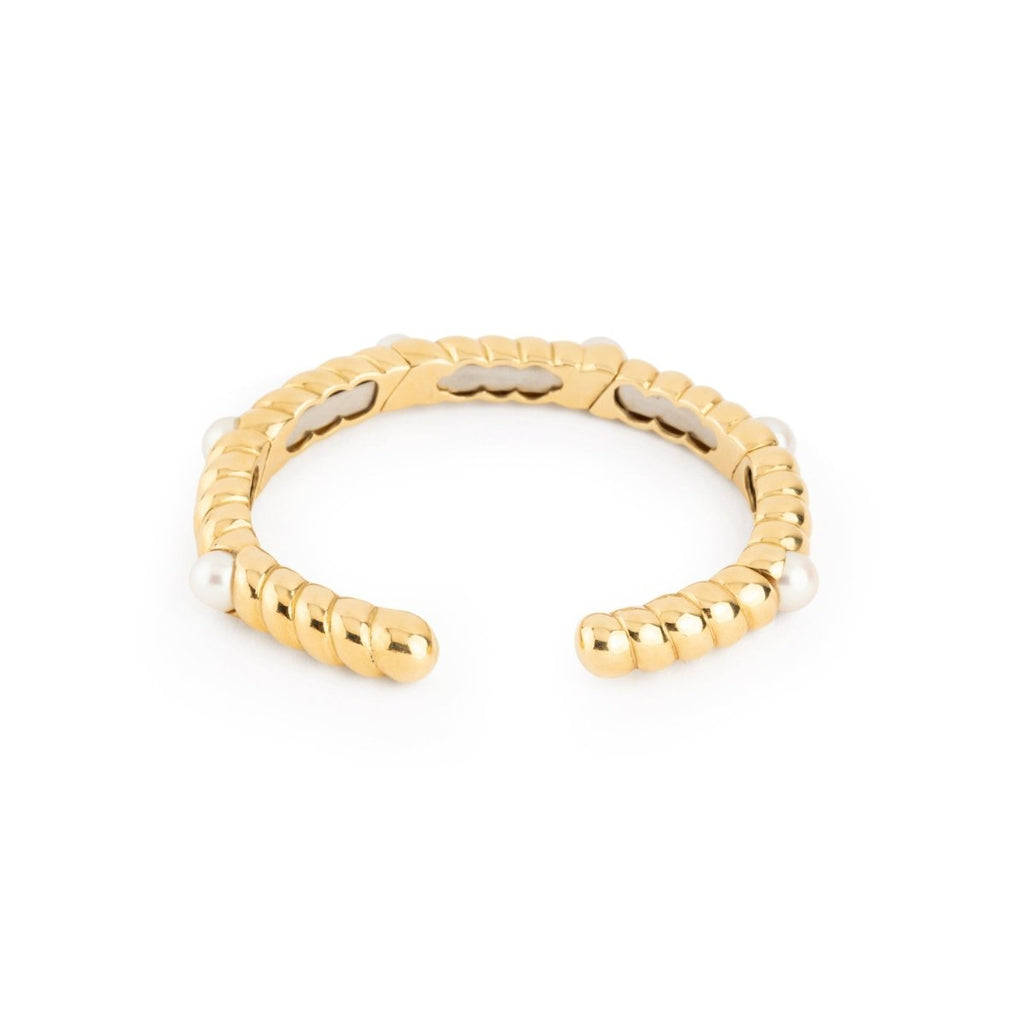 Deux bracelets en or jaune torsadé et perles - Castafiore