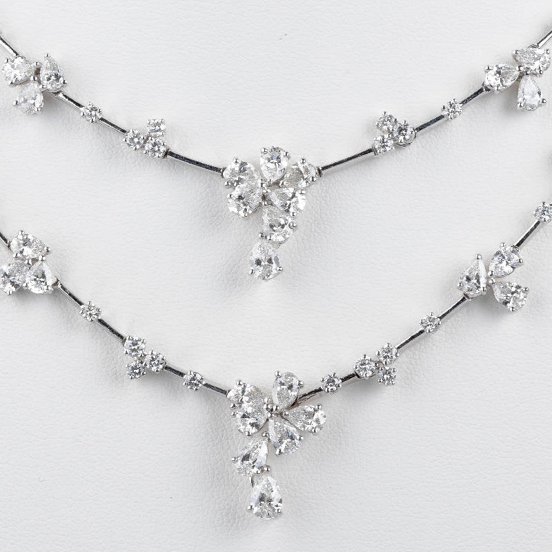 Deux colliers diamants de haute joaillerie en or blanc 18 carats - Castafiore