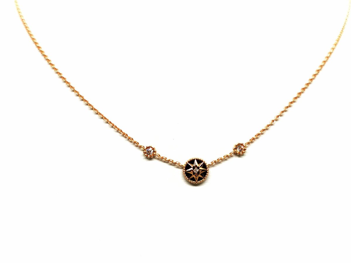 Dior Collier Pendentif Rose des vents Or rose Diamant - Castafiore