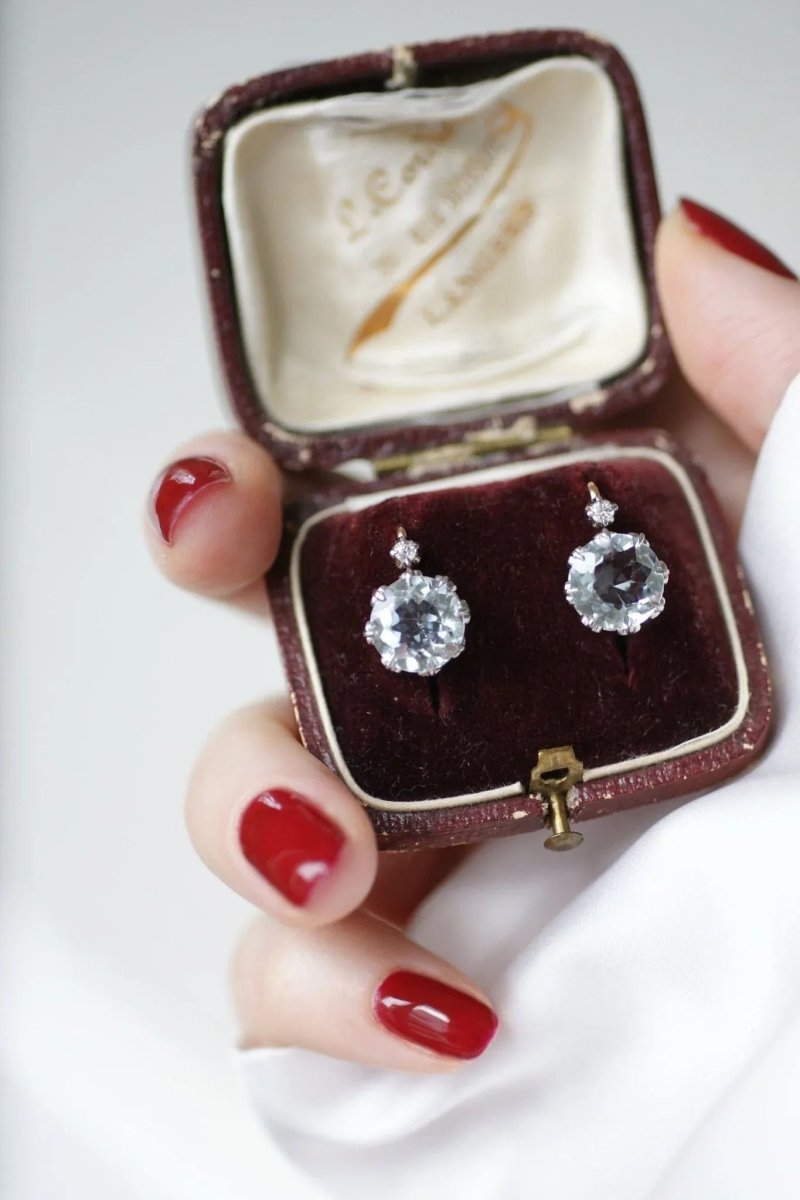 Dormeuses aigue-marine et diamants - Castafiore