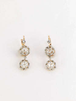 Dormeuses anciennes en or et diamants taillés en rose - Castafiore