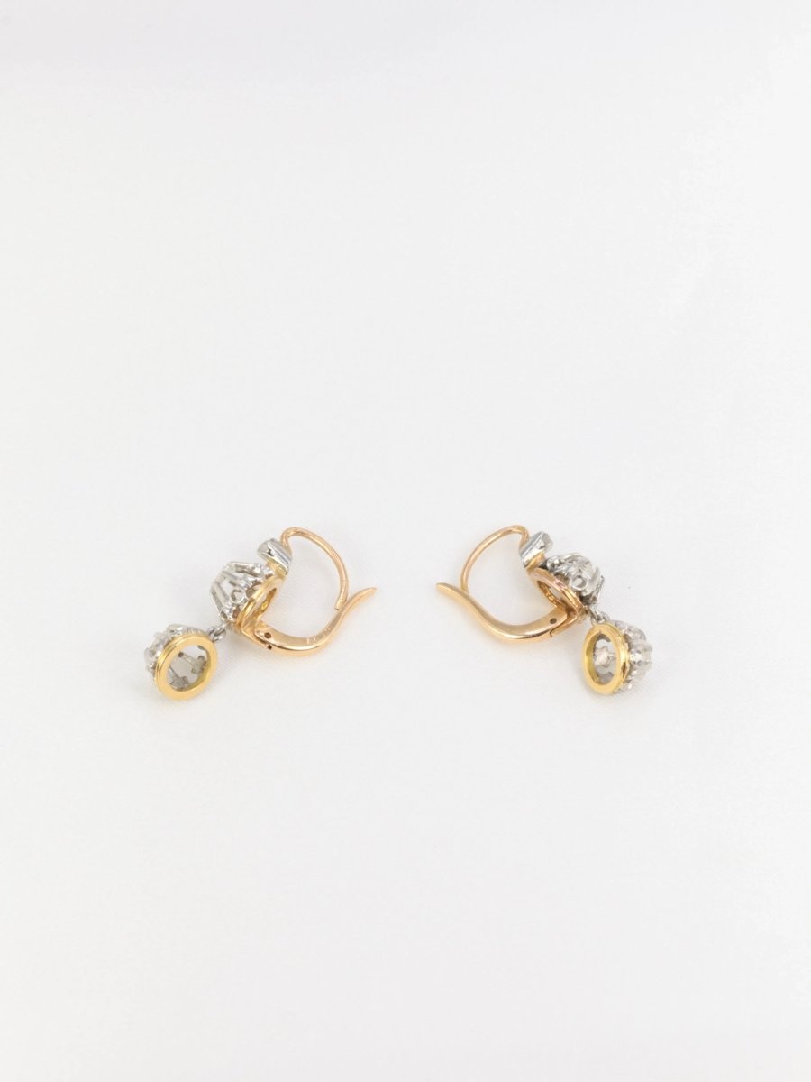 Dormeuses anciennes en or et diamants taillés en rose - Castafiore