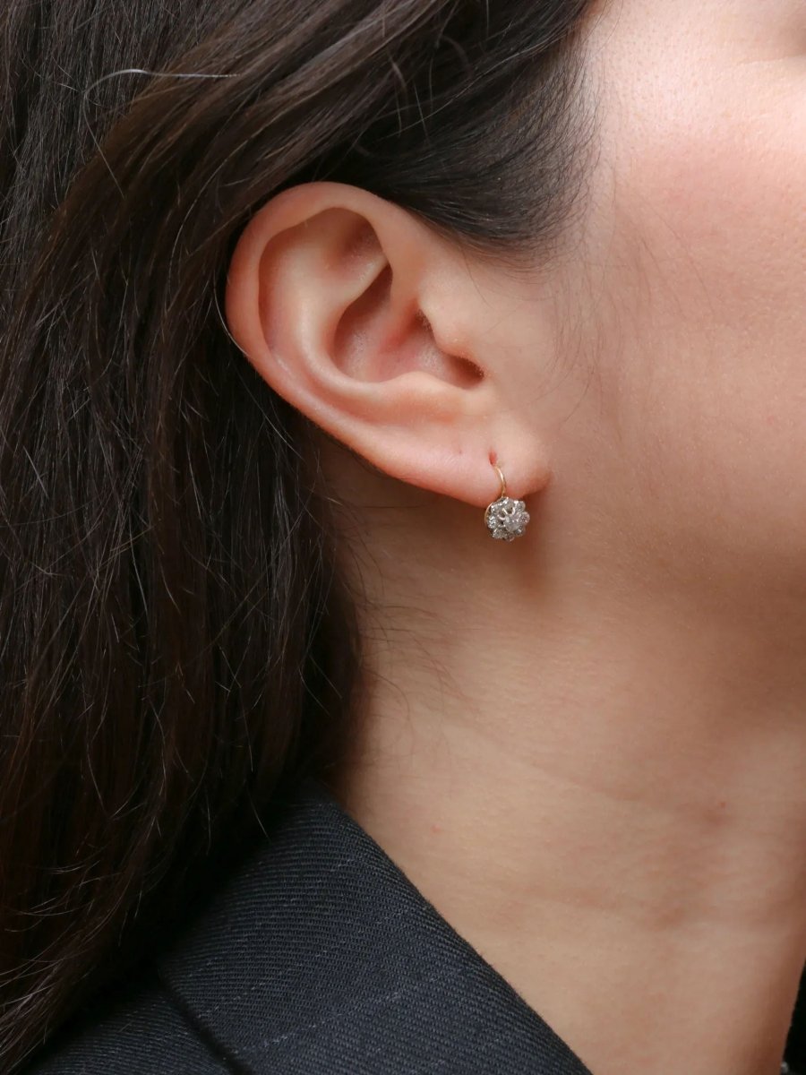 Dormeuses en or et diamants taille ancienne - Castafiore