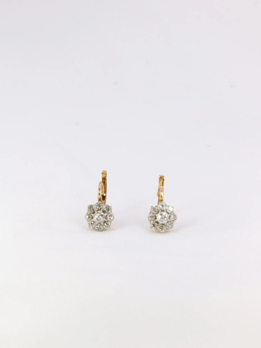 Dormeuses en or et diamants taille ancienne - Castafiore