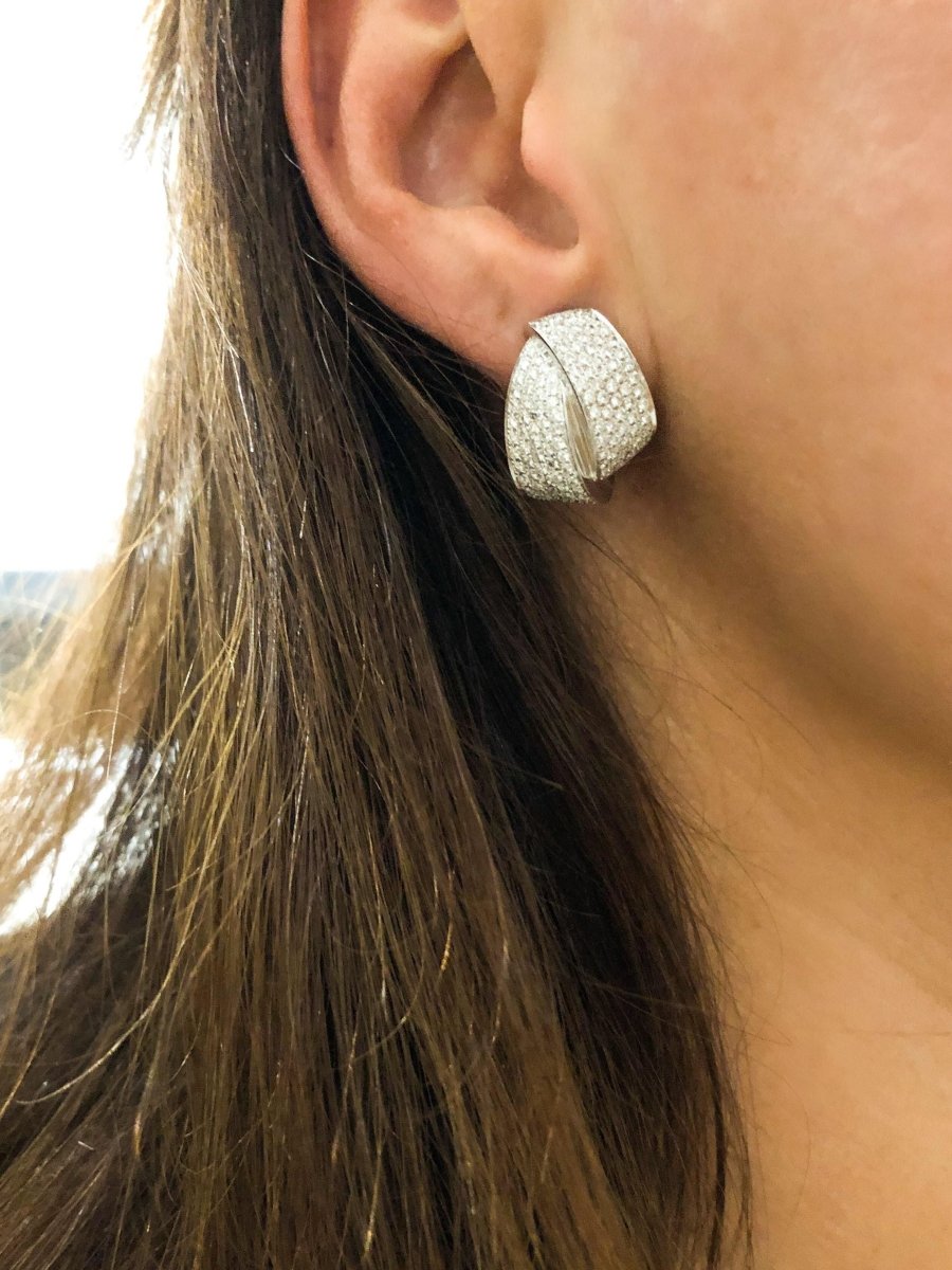 Double créole en or gris et diamant - Castafiore