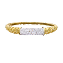 Duo de joncs vintage or jaune et blanc, diamants. - Castafiore