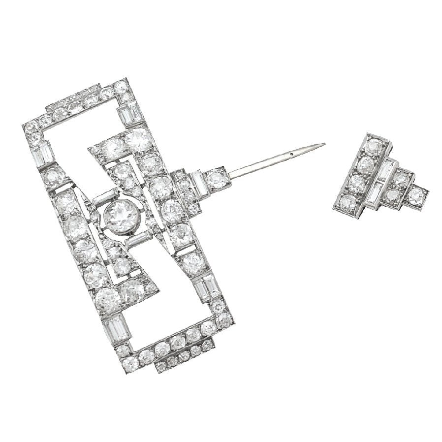 Epingle Art Déco en platine et diamants - Castafiore
