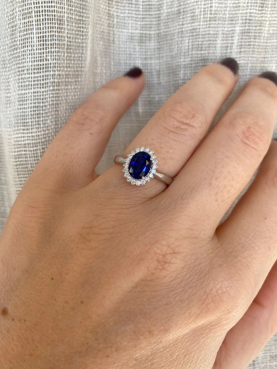 Estate Italian Sapphire Diamond Engagement Ring - Castafiore