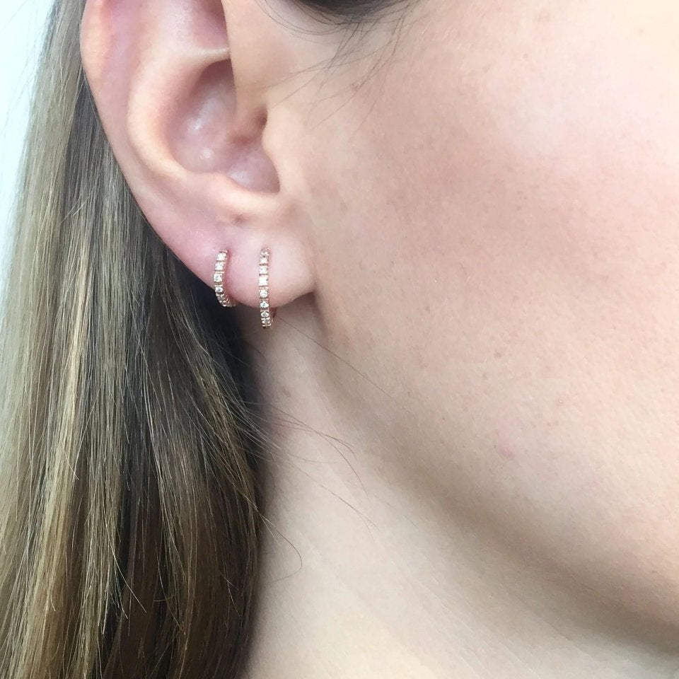 Gold Diamond mini Hoop Earrings - Castafiore