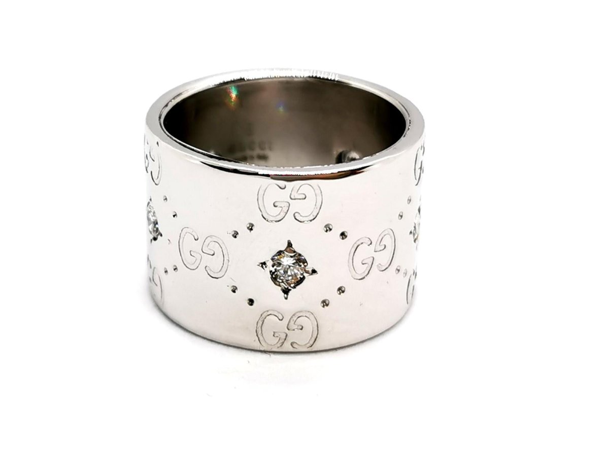 Gucci Bague Icon Or blanc Diamant - Castafiore