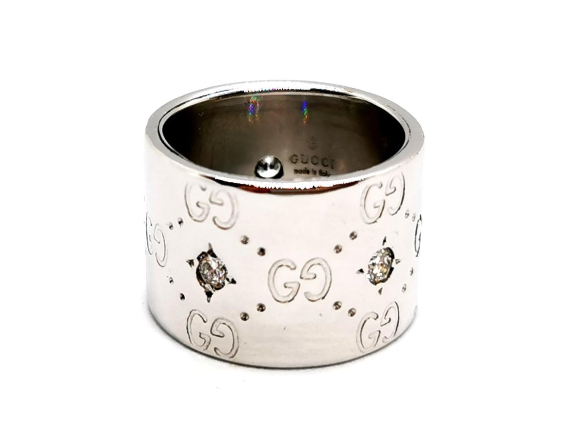 Gucci Bague Icon Or blanc Diamant - Castafiore