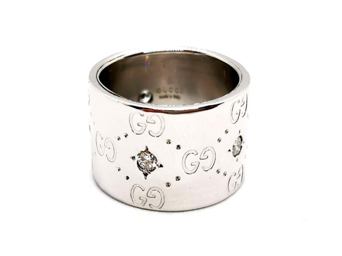 Gucci Bague Icon Or blanc Diamant - Castafiore