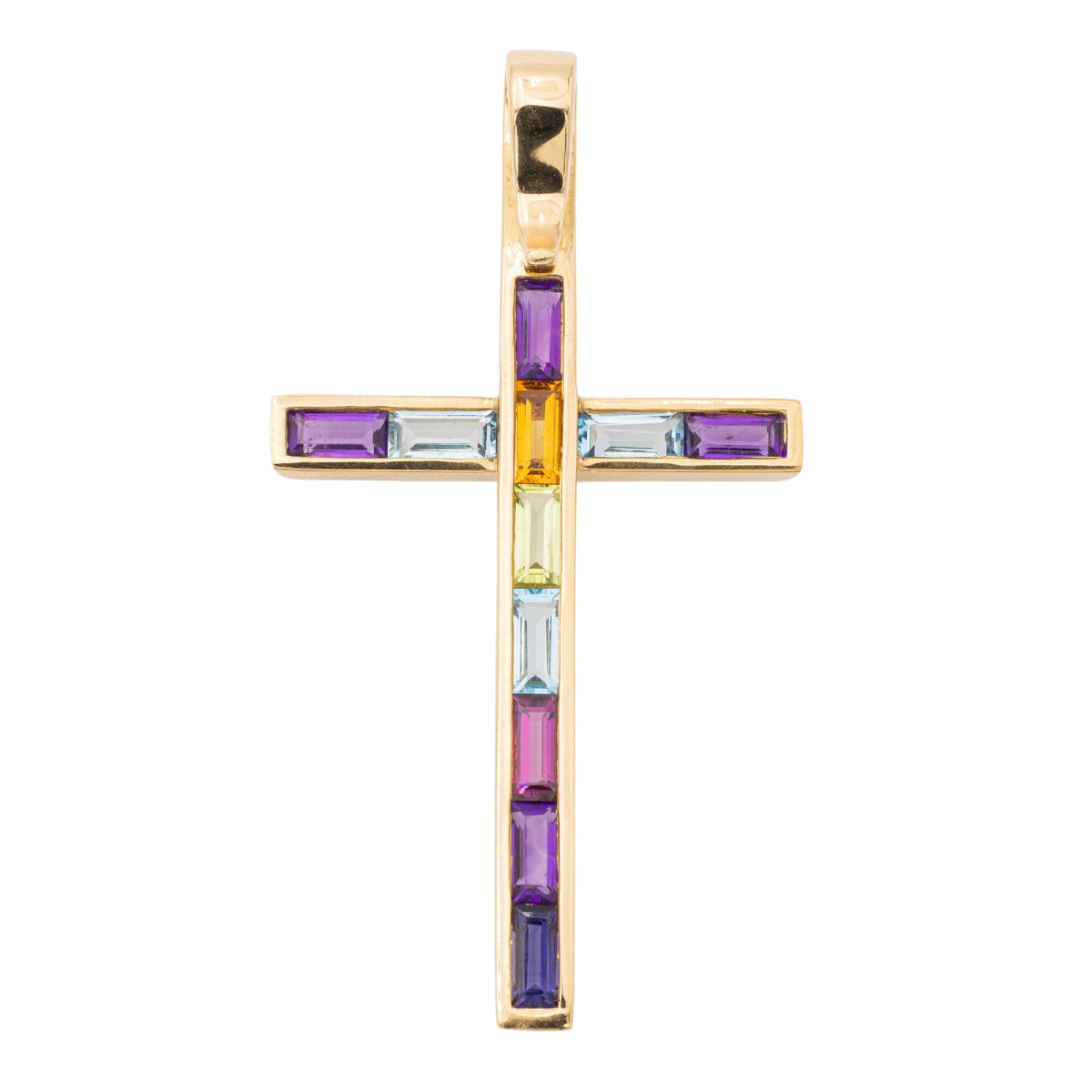 Guy Laroche Pendentif Croix Or jaune Améthyste - Castafiore