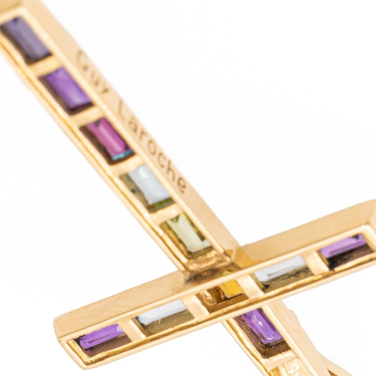 Guy Laroche Pendentif Croix Or jaune Améthyste - Castafiore