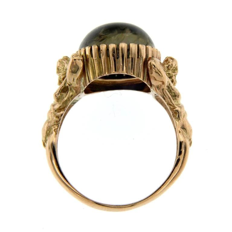 Iolite Gold Sculptural Man Body Dome Gold Ring - Castafiore