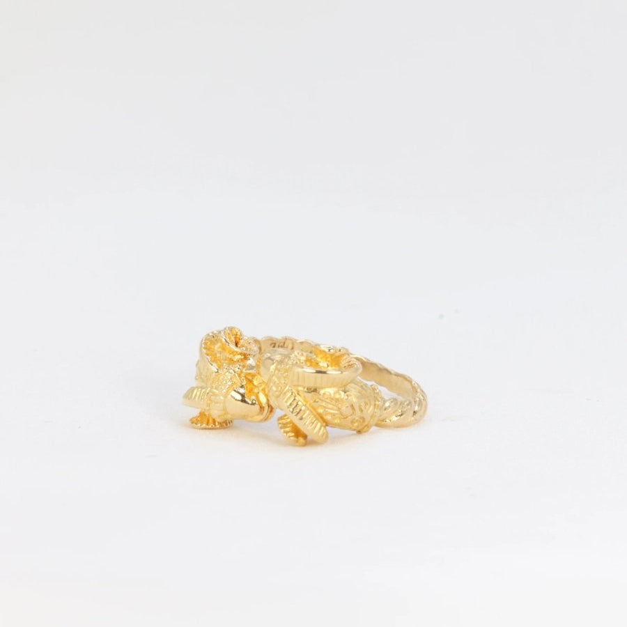 LALAOUNIS Bague tête de bélier en or jaune - Castafiore
