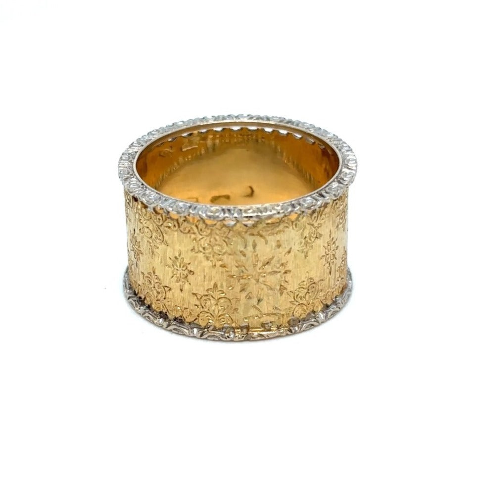 Mario Buccellati Engraved Gold Band Ring ca 1960s - Castafiore